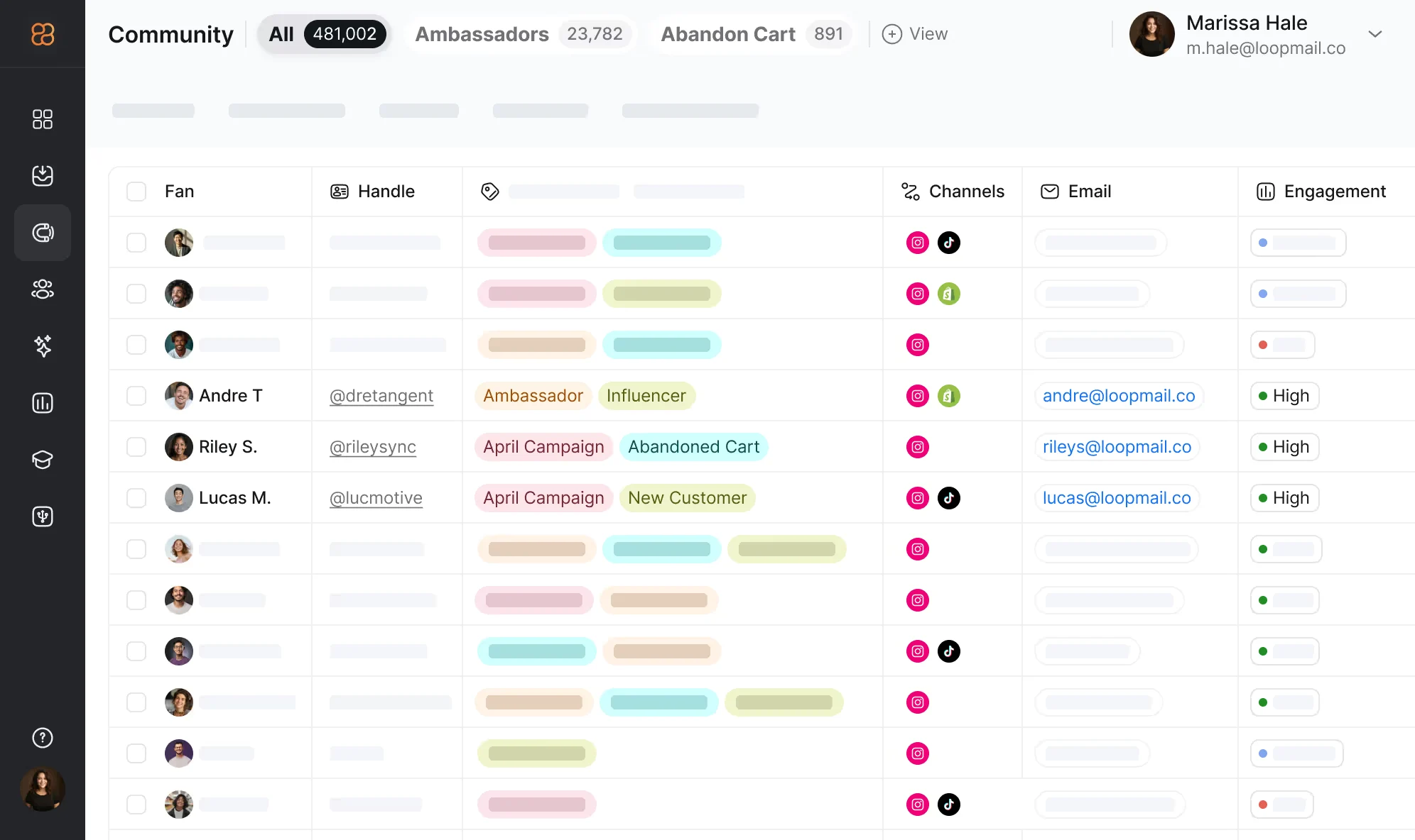 Official Nectar community hub product image showing community segments and individual fan records