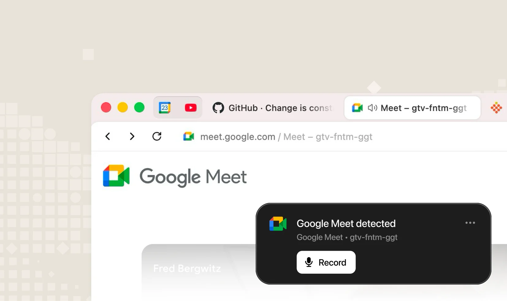 Strawberry meeting recording interface in an official product image