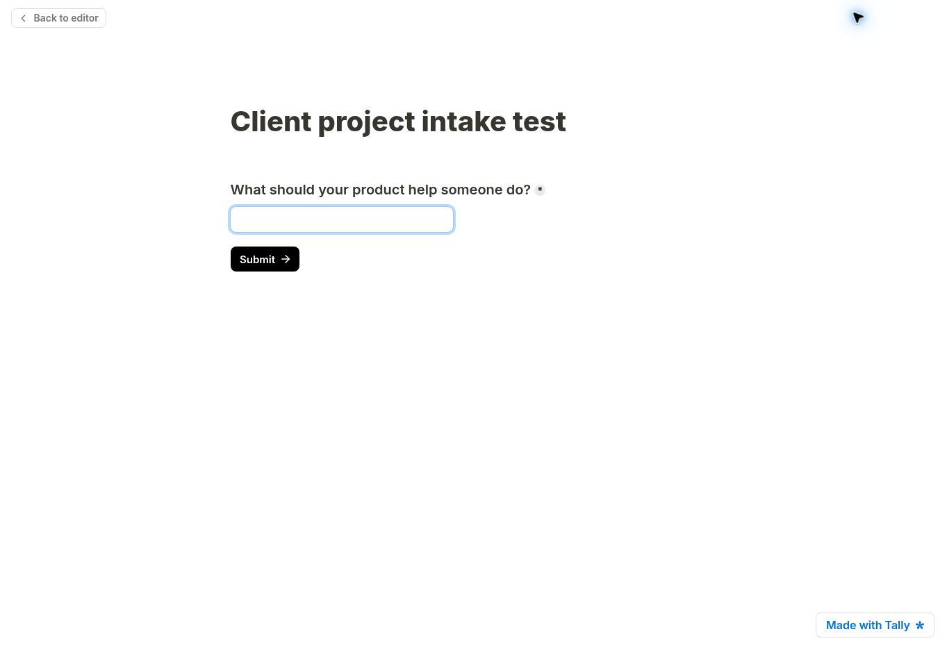 Real Tally public form preview from our test