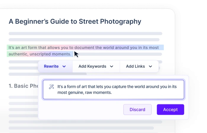 Official Arvow visual illustrating editing and rewriting existing article content